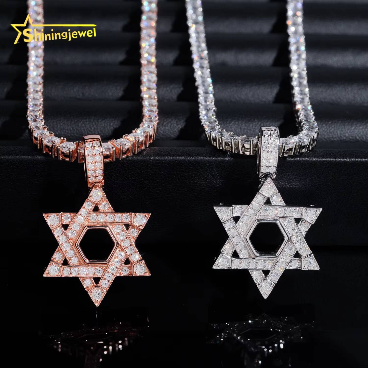 Hip Hop Jewelry Charm Pendants 925 Sterling Silver Star Shape Moissanite Pendant High Quality Custom VVS Moissanite Pendant Men