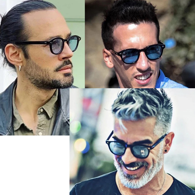 Lemtosh Round Sunglasses Johnny Depp Polarized Pilot Men Vintage for Driving Beach Eye Protection Luxury Brand Design Handmade Acetate IVSTA Fashion A