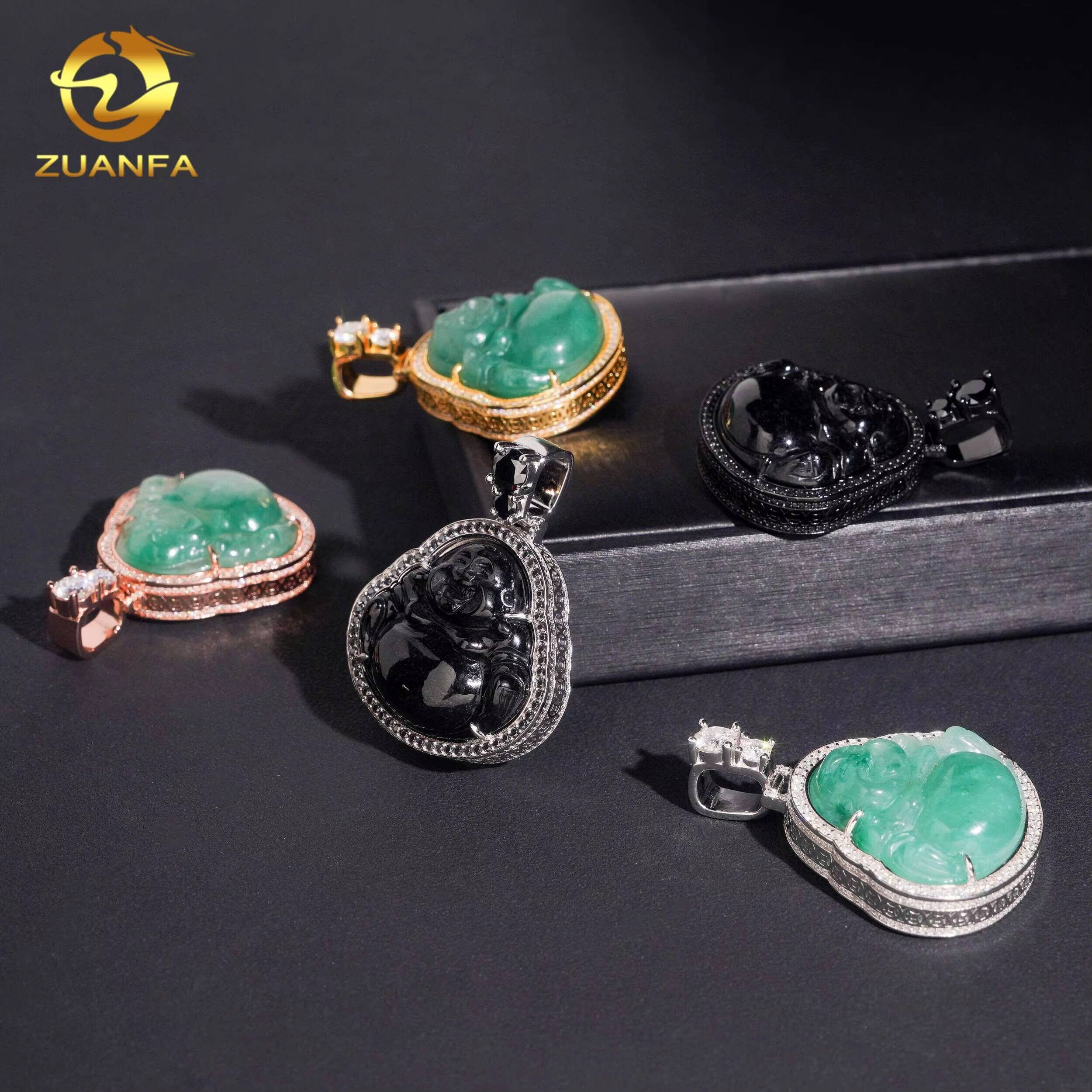 Solid 925 Silver Jade Buddha Moissanite Diamond Pendant Hip Hop Pendant Iced Out Pendant Lucky Pendant