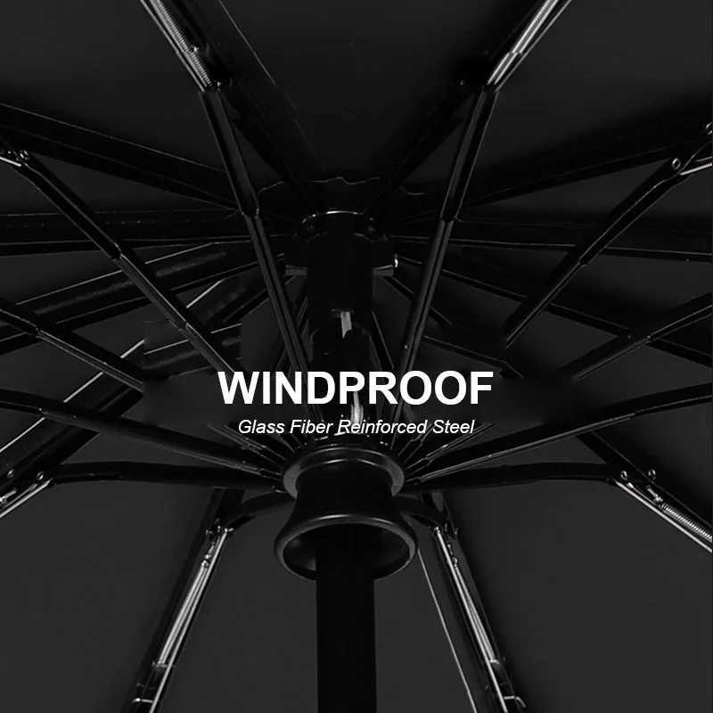 Large 24 Bone Solid Color Automatic Umbrella Light Collapsible Large Format Outdoor Sunshade UV Protection Automatic Umbrella H260318 - view 4