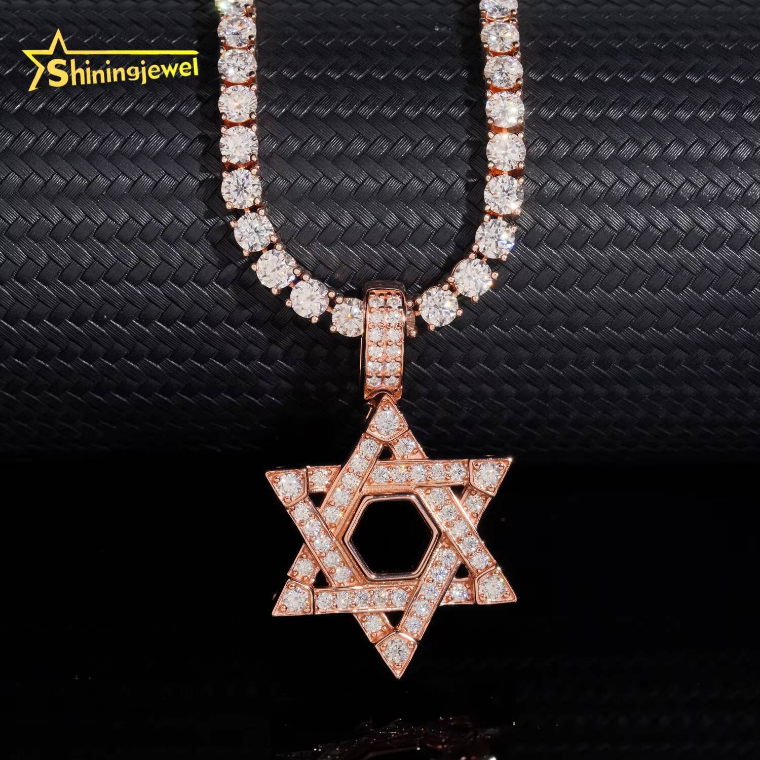 Hip Hop Jewelry Charm Pendants 925 Sterling Silver Star Shape Moissanite Pendant High Quality Custom VVS Moissanite Pendant Men