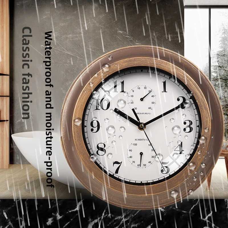 12 Inch Outdoor Waterproof Wall Clock Bathroom Kitchen Patio Shop Living Room Decorative Wall Clock Stylish Silent Wall Clock D260318