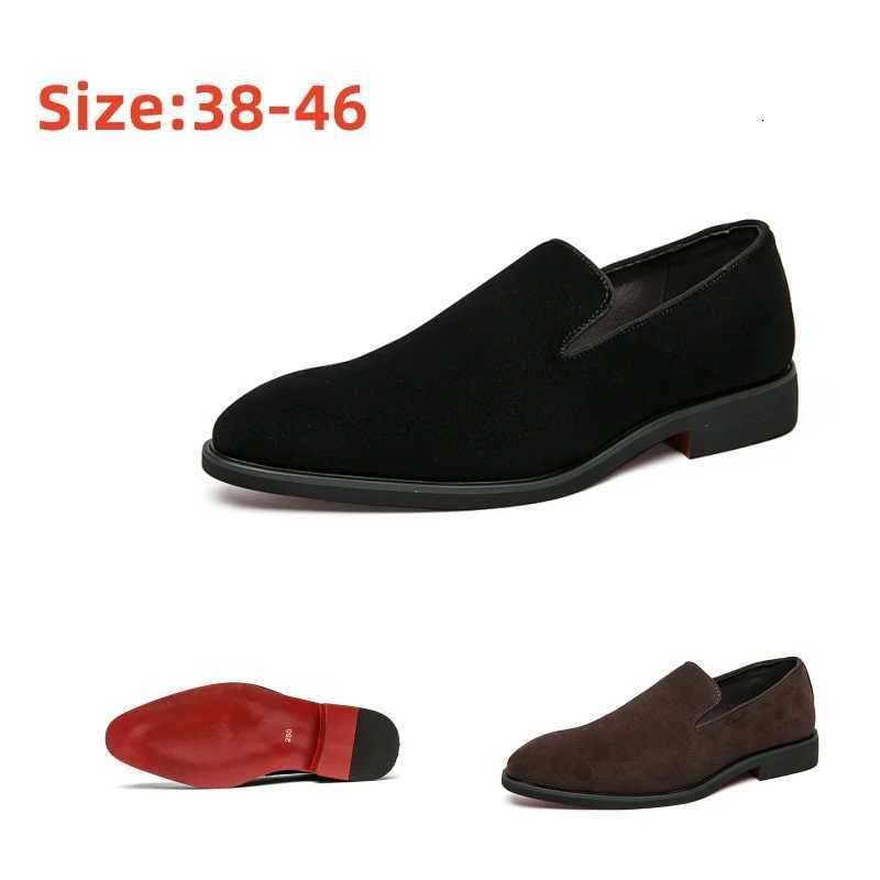 Luxury Brand Mens Suede Red Soled Loafers Black Leather Shoes Men Business Dress Shoes Retro Versatile Tenis Masculino Shoes H260505