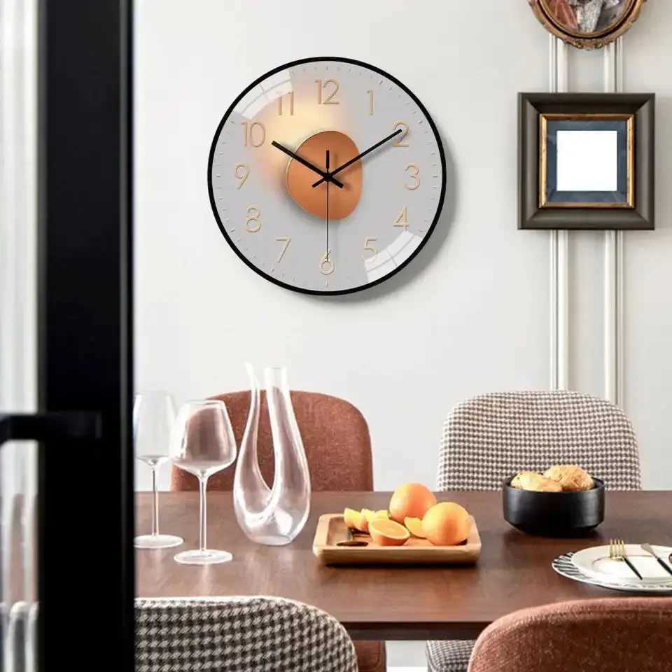 Nordic Style Wall Clock Silent Non-Ticking Battery Operated Wall-mounted Clock Living Room Bedroom Wall Decoratio study D260318