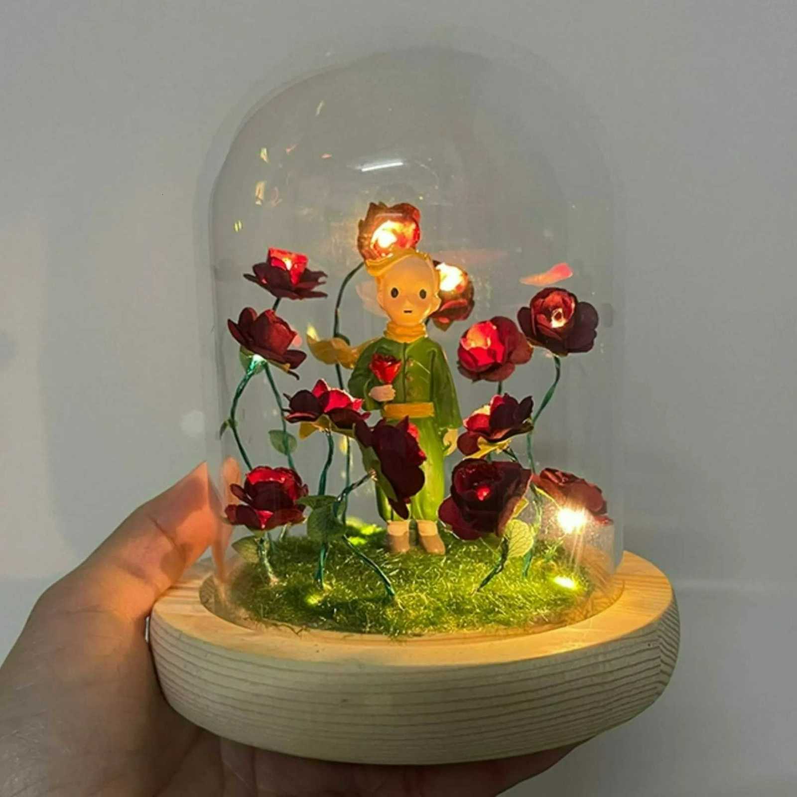Little Prince Night Light Immortal Rose Atmosphere Lamp Handmade DIY Gift Christmas Valentine Birthday Gift for Girl H260318