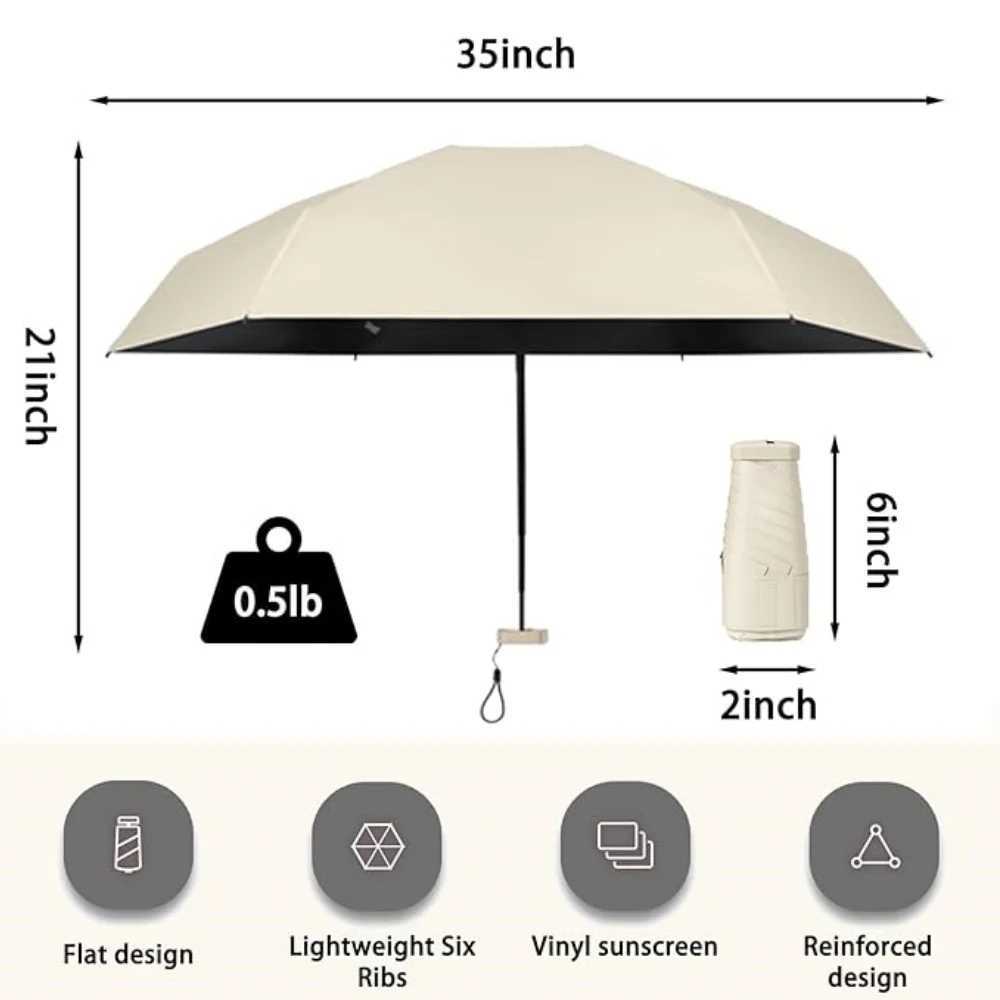 Mini UV Umbrella - Lightweight Folding Parasol Sunny Umbrella Reinforced Frame Portable Kids/Ladies Sunshade Umbrella H260318 - view 3