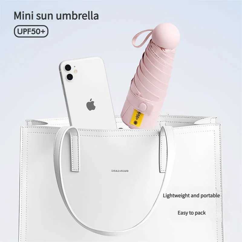 Mini Capsule Umbrella Five-Fold Six-Rib UPF50 Sunshade UV Protection Compact Foldable Rain Umbrella for All Weather H260318 - view 4