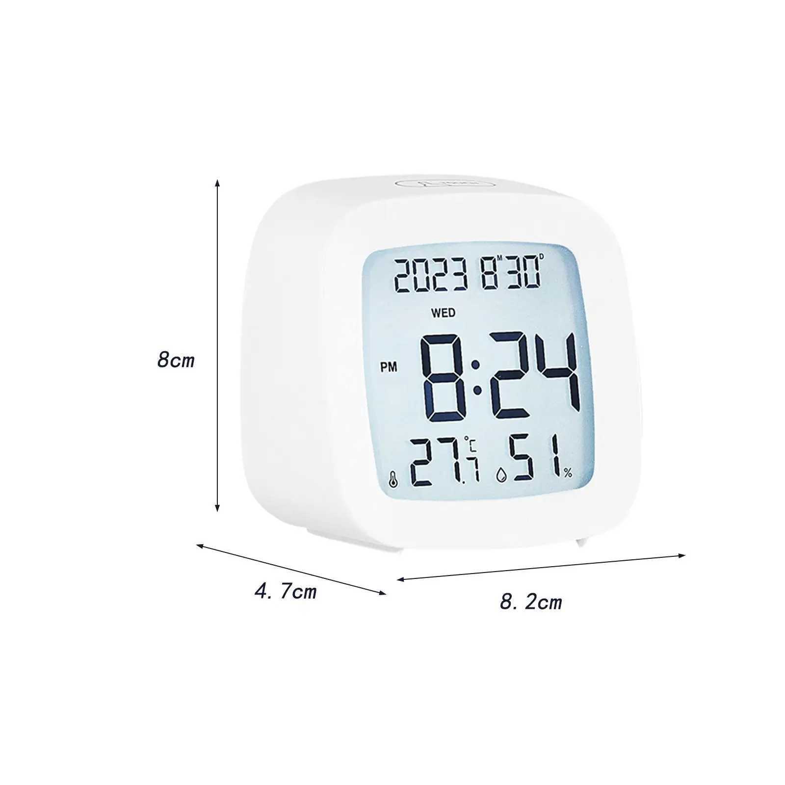 Small Digital Alarm Clock Bedside Clock 82x47x8cm 12 Hour/24 Hour with Temperature Compact for Home Office Multipurpose D260318