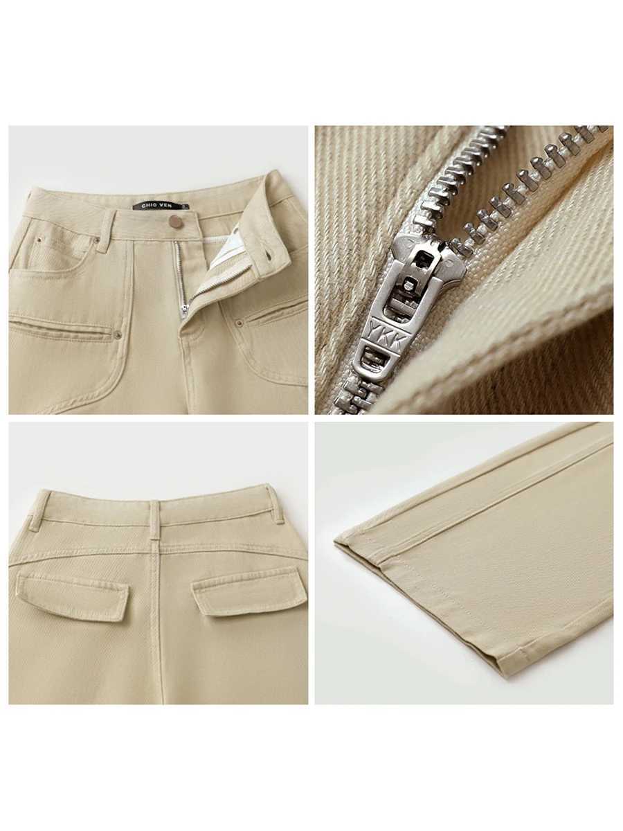 CHIC VEN Women Jeans Solid Loose Casual New Split Wide Leg Denim Pant Workwear Female Trousers Spring Autumn 2025T260317