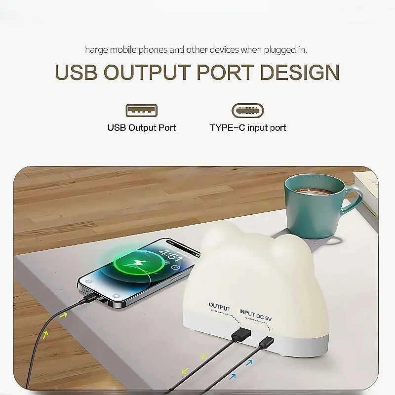 USB Powered Digital Alarm Clock with 11 Colors Ambient Light 2 Alarm Night Mode 12/24H USB Output Charging Port Table LED Clock D260318