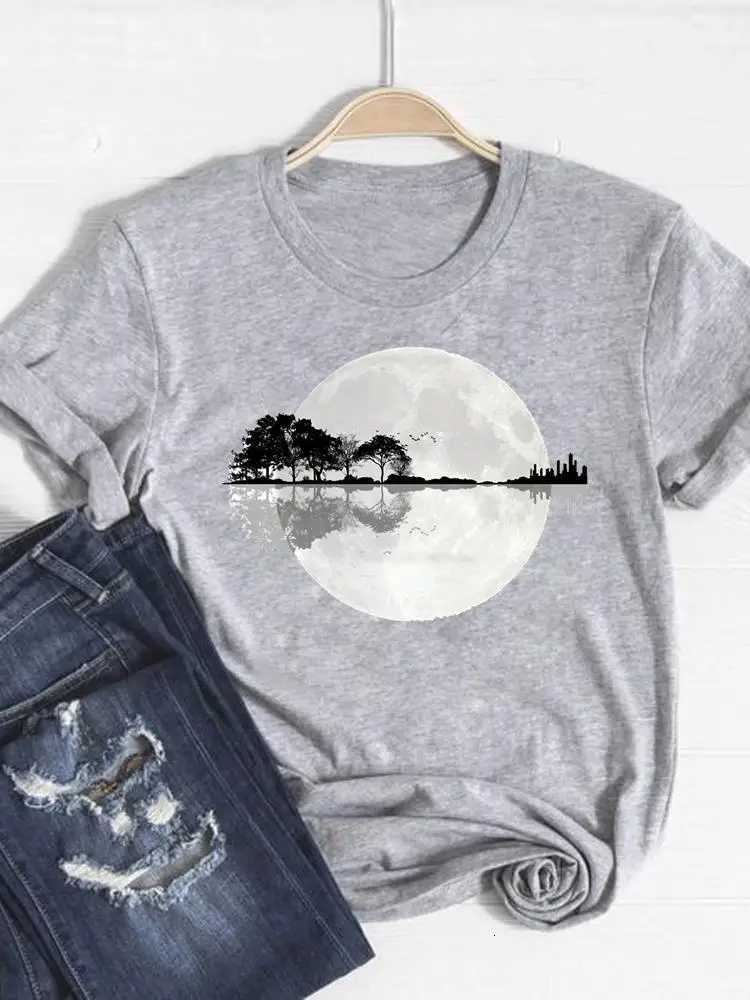 Print T Shirt Short Sleeve Summer Top Fashion Clothes Women Watercolor Sweet Trend Clothing Gray Basic Tee Graphic T-shirtT260317