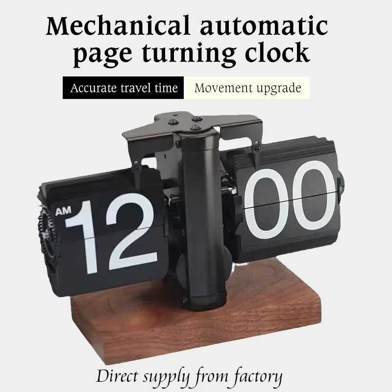 Flip Clock Vintage Desk Clocks Retro Flip Down Clocks-Battery Powered Internal Operated Flip Flop Watch Home Office Dcor D260318