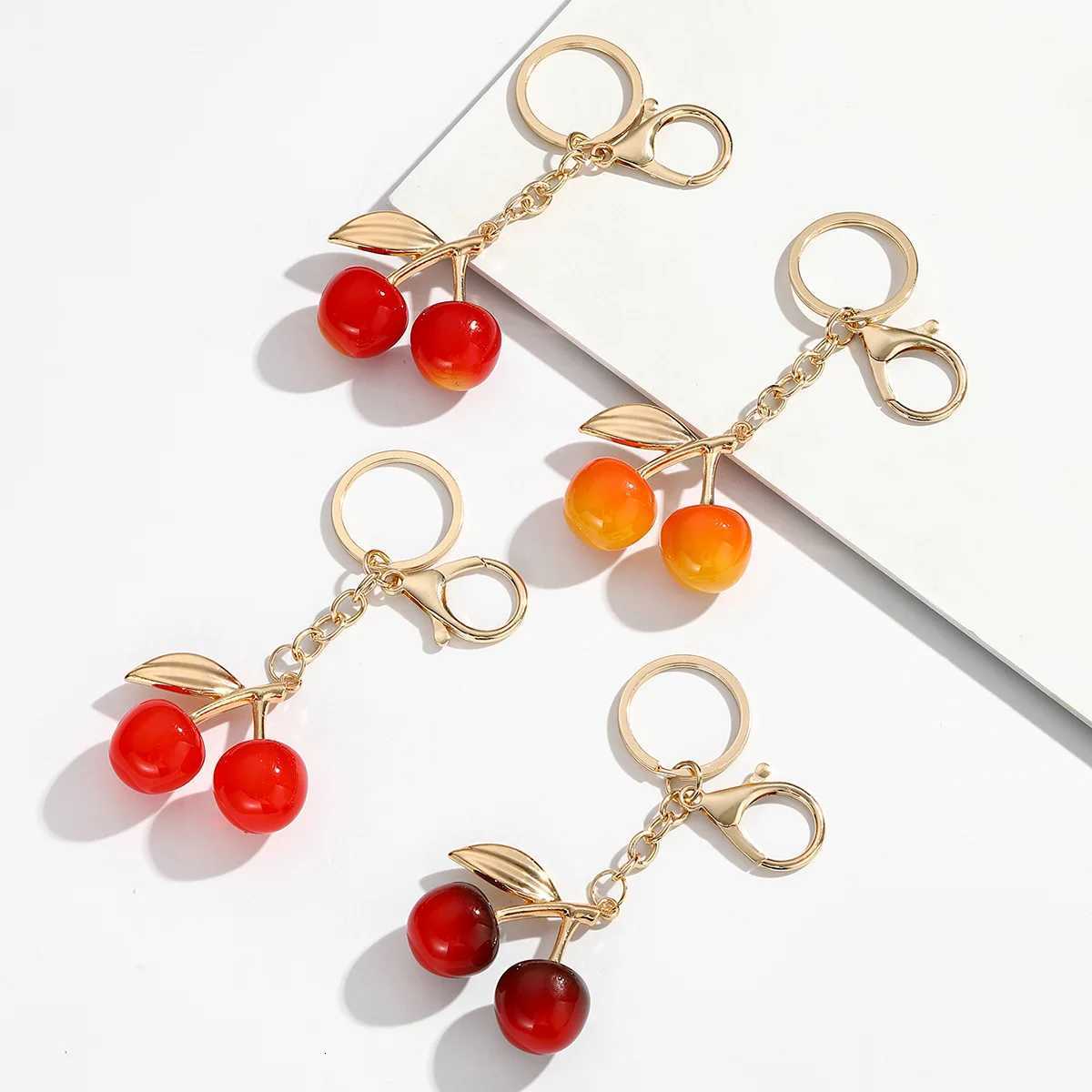 Cherry Fruit Keychain Cute Simulation Fruitage Alloy Set With Diamonds Key Chain Ladies Car Bags Pendants Jewelry Decorations H260318 - view 4