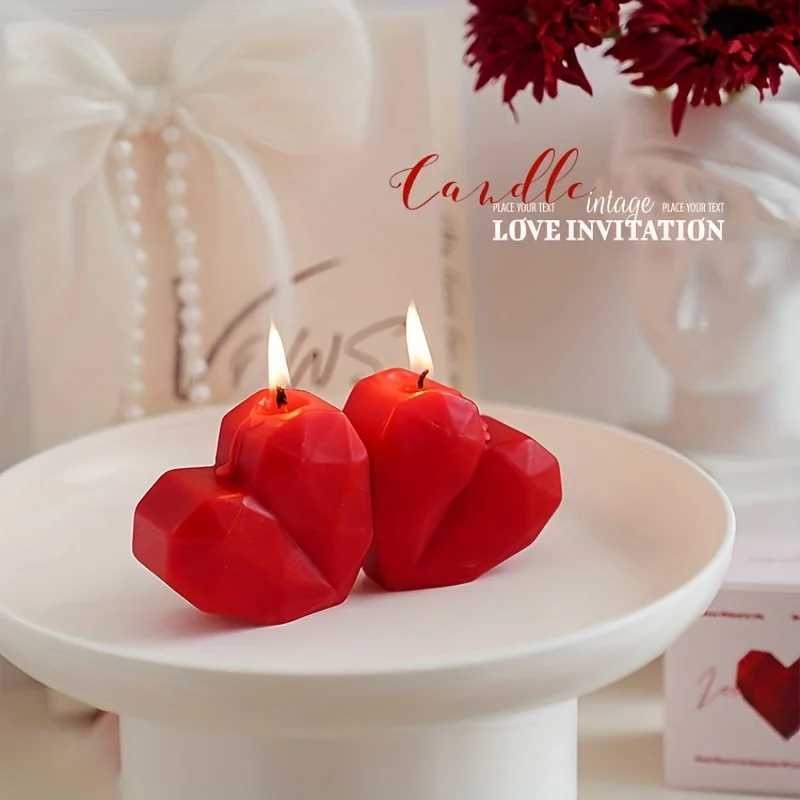 2pc Heart Shaped Aromatherapy Candle Valentines Day Gift Romantic Red Scented Gift for Valentine Wedding Anniversary Photo Prop D260318