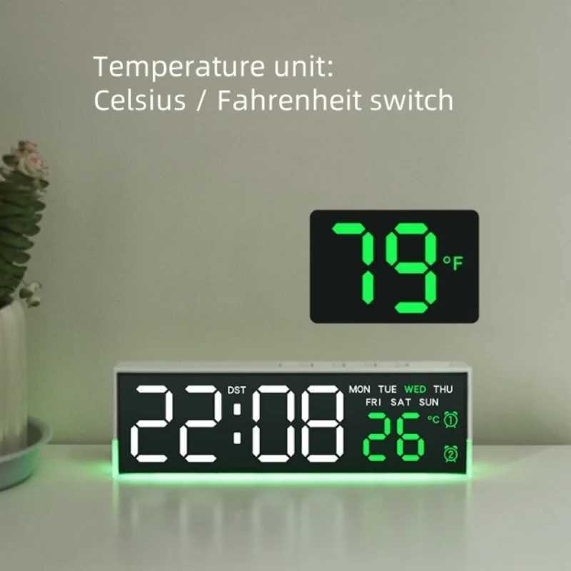 1PC Smart Bedside LED Clock Alarm clock digital clock with Night Light - Digital Alarm and Time Display 12/24H Switch LED Cloc D260318