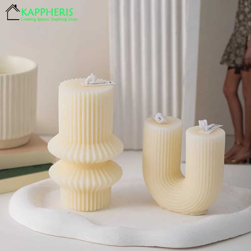 U Shaped Candle Scented Candles Ribbed Aesthetic Home Decorative Candles Smokeless Personalized Candles Guest Gift Lot D260318