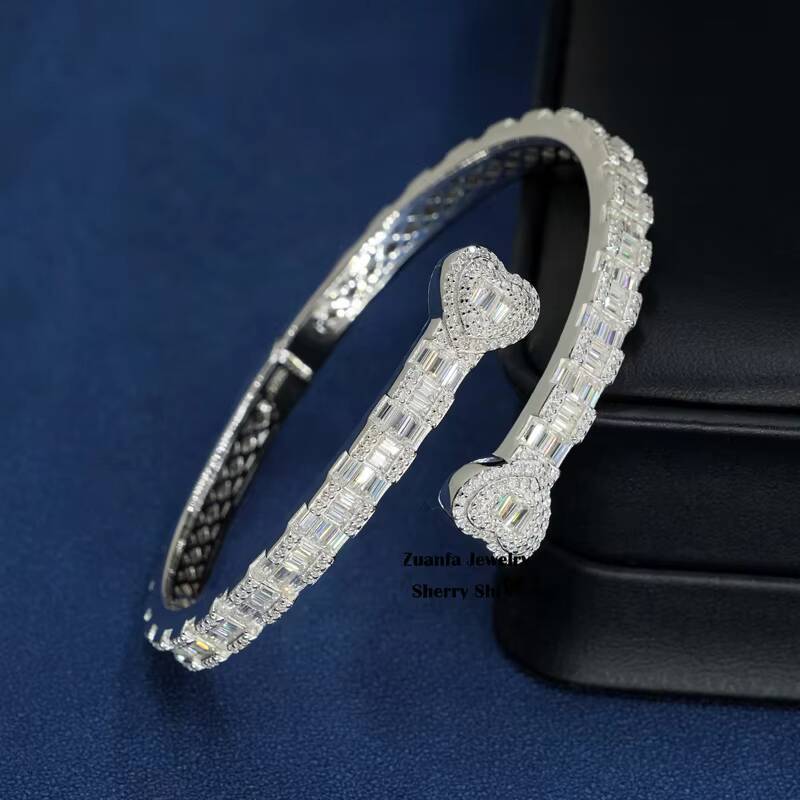 Ready to Ship Baguette Design Solid Silver High Quality Drop Shipping Iced Out Moissanite Hip Hop Jewelry