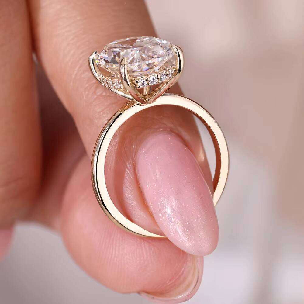 Oval Cut Lab Grown Diamond CVD 3 CT Carat Women Jewelry 14K 18K Solid Gold Hidden Halo Engagement Ring