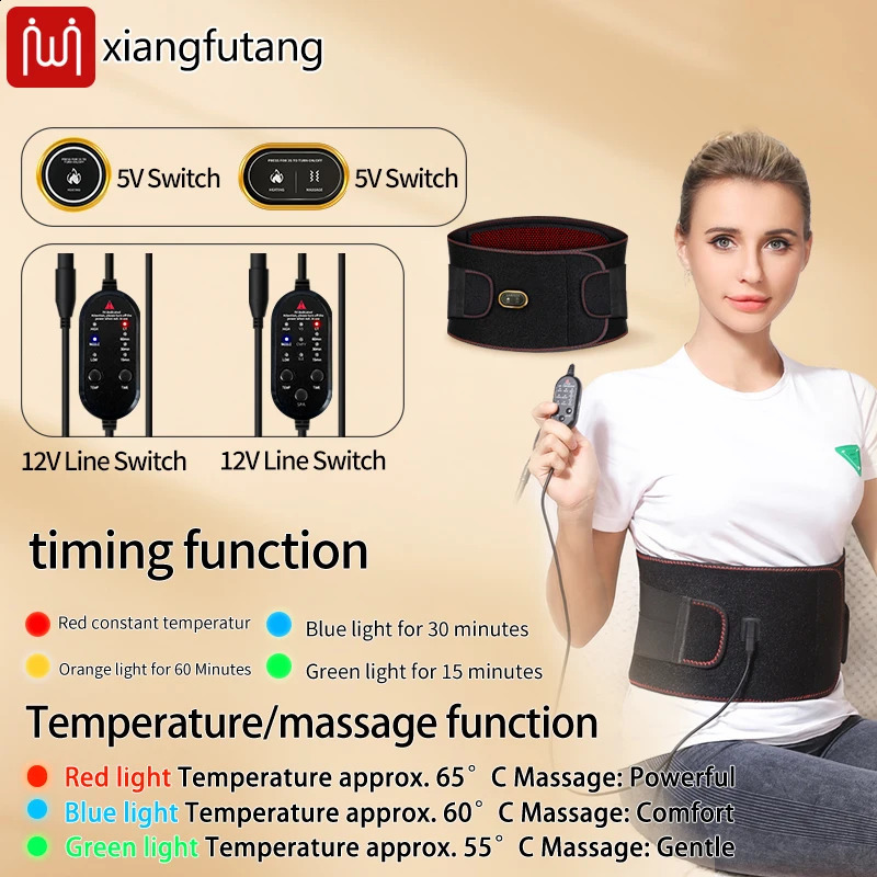 Heated Waist Massager Red Light Therapy Lumbar Support Protection Vibration Kneading Winter Home Warmth Belt Adjustable n 260318