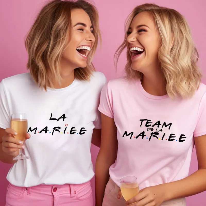 Friends Bachelorette EVJF Party T-shirt French Girls Single Farewell Tops Team Bride Bridesmaid Tees Bridal Shower Wedding ShirtT260317