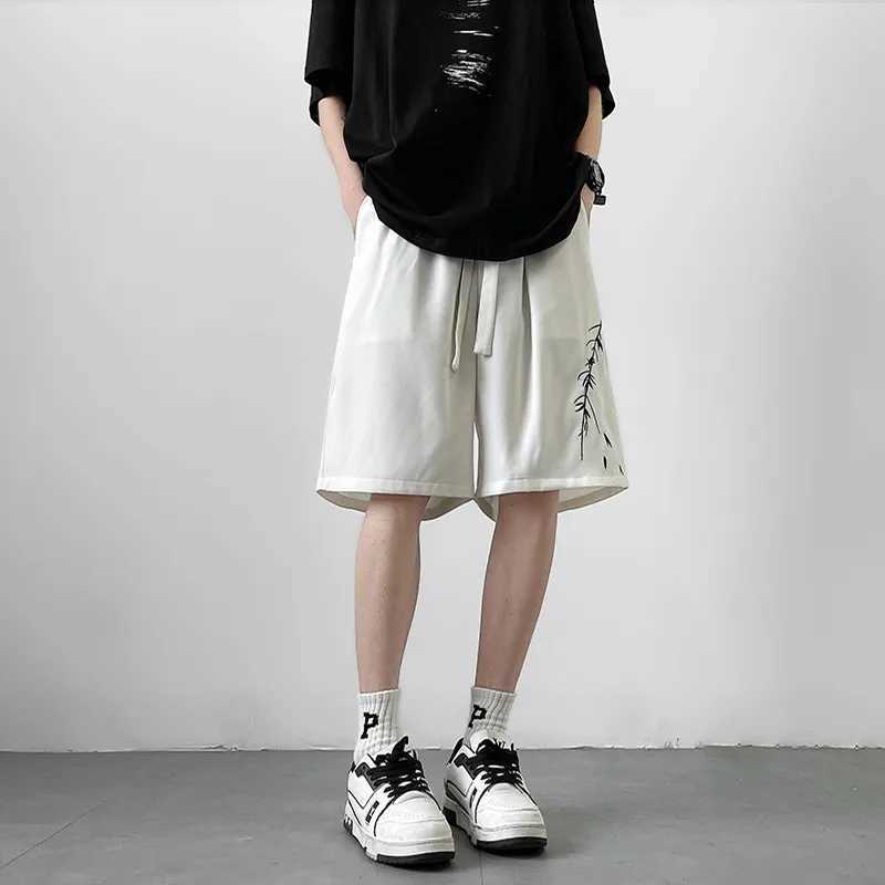 Embroidery Casual Shorts Men Sports pants Summer Basic Simple Loose Hip Hop Streetwear Chinese style Leisure Shorts White/Black M260318
