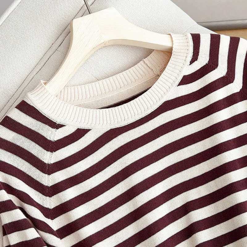 100 Cotton WomenS Striped Color-Blocked Short-Sleeve T-Shirt Slimming And Stylish Versatile Top For Outerwear Or LayeringT260317