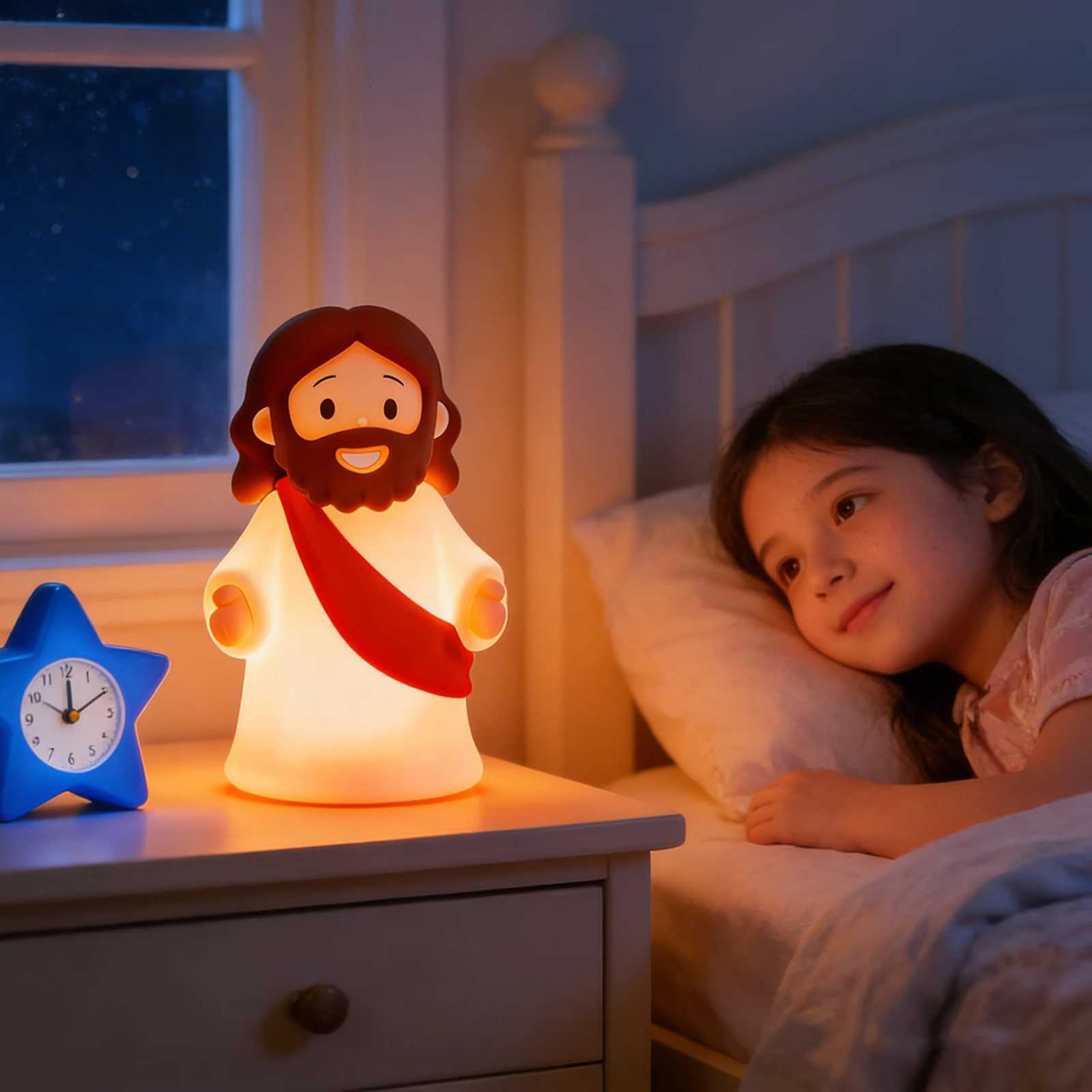 Rechargeable Bedside Night Light Mini Adjustable Light with Touch Control Easter Jesus Night Light Religious Gathering Souvenir H260318