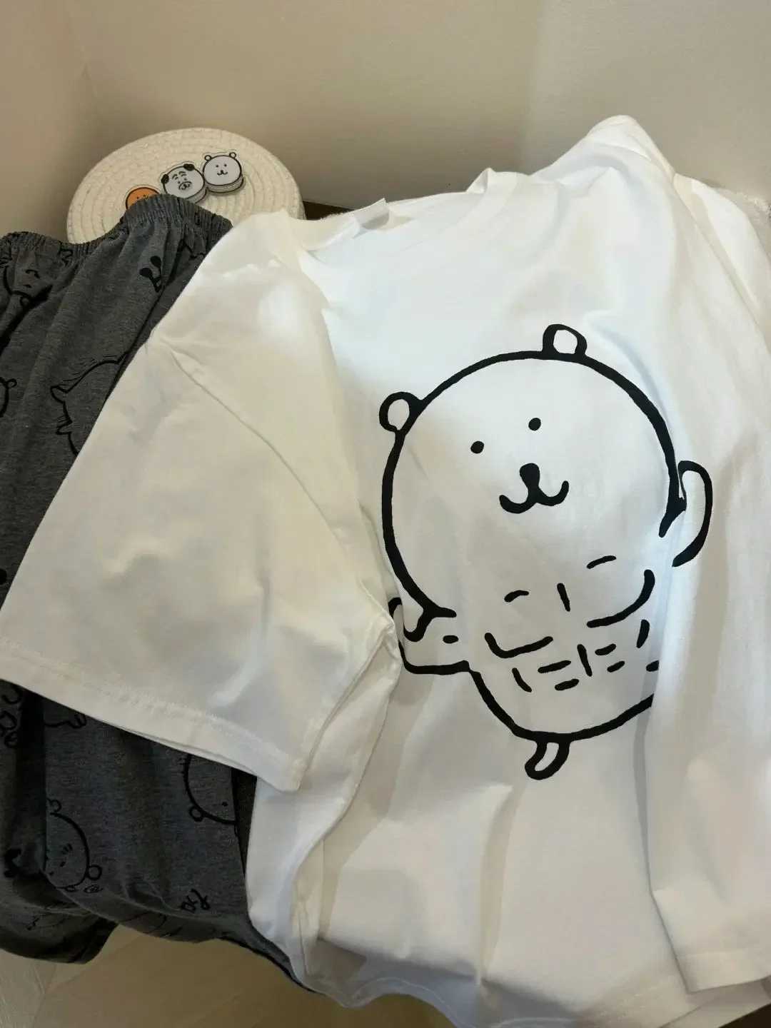 Nagano Anime Cartoon Couple Short-Sleeve Collaboration T-Shirt Summer Mens Pure Cotton Top Loose Fit Versatile CasualT260317