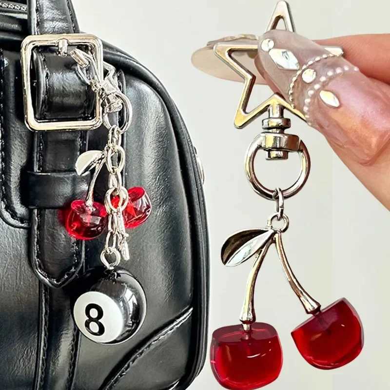 Creative 8 Ball Fruit Cherry Star Keychain Kawaii for Women Y2K Handmade Key Strap Wallet Keyrings Bag Pendant Accessories H260318 - view 5