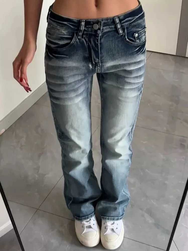 Y2K Micro Flare Jeans Women Spicy Girl Mid Waist Washed Slim Fit Narrow Straight AutumnT260317