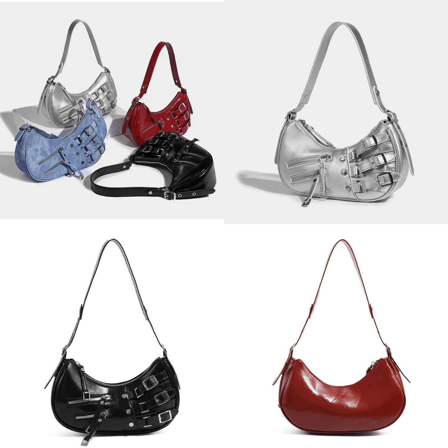 Cool Denim Grey Shoulder BagWomen Y2k Grunge Hot Girls Casual HandbagLady Vintage Versatile Underarm Bag AutumnZ260317