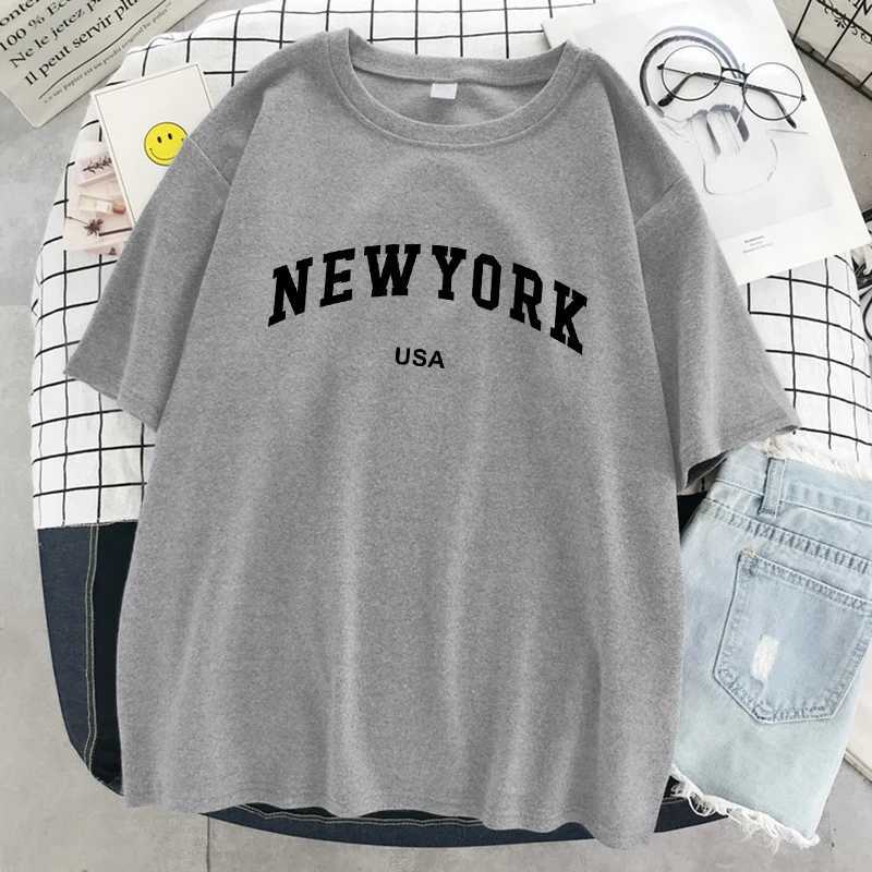 New York Usa City Letter Graphic Tshirt Women Cotton Sport Tops Summer Fashion Tee Shirt Street Casual Oversized Short SleeveT260317