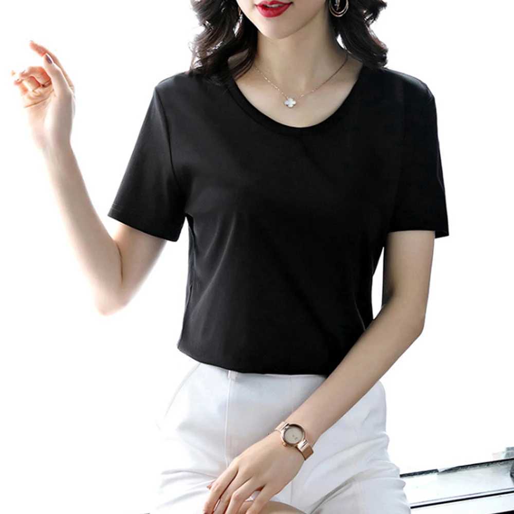 European Station Ice Silk Short Sleeve T-shirt Womens Loose Summer New Fashion Light Luxury High Quality V-neck Loose Large TopT260317