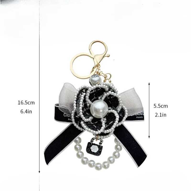 Camellia Bow Bag Pendant Keychain Fashion Pearl Chain Korean Car Keychain Womens Circle H260318 - view 6