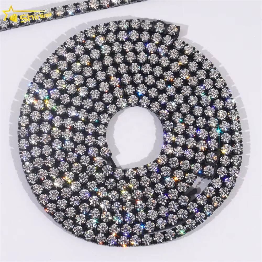 Whole Price Luxury Hip Hop Custom 316L Stainless Steel 5mm Black Moissanite Tennis Chain Bracelet Necklace