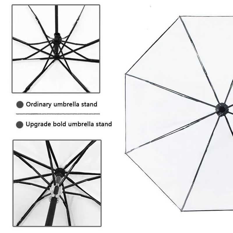 Transparent Folding Automatic Umbrella Men Ripple Edge Black Business Rain Umbrella Summer Women Sun Windproof Parasol H260318 - view 4