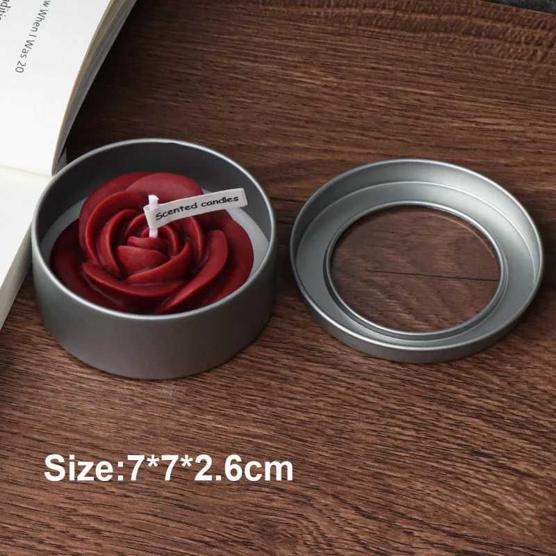 Round Tin Box Floral Tealight Candle 3D Rose Flower Designs Holiday Gifts Aromatherapy Candles Home Scented Natural Soy Candles D260318