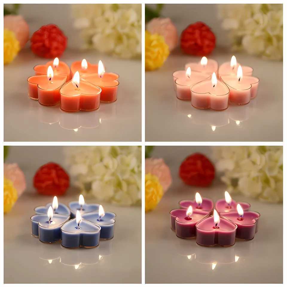9Pcs Scented Aromatic Candle Smokeless Light Tea Wax Candles Gift Heart-Shape Wedding Festival Party Home Decoration Supplies D260318