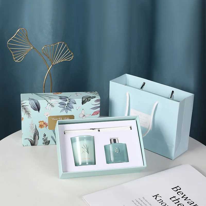 Blue Tengzhi Non-flame Scented Candle Gift Box Set Festival Birthday Gift Souvenir Bamboo Coffee Sage Fresh Elegant Scented D260318