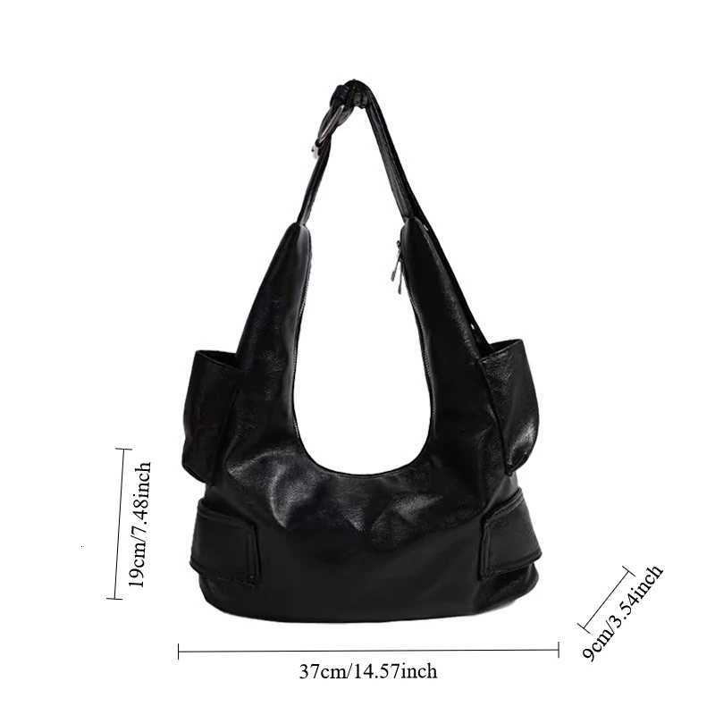 Belt Buckle Women Luxury Designer Handbag and Purses PU Rivet Multiple Pockets Y2K Large Capacity Shoulder Bags Big TotesZ260317