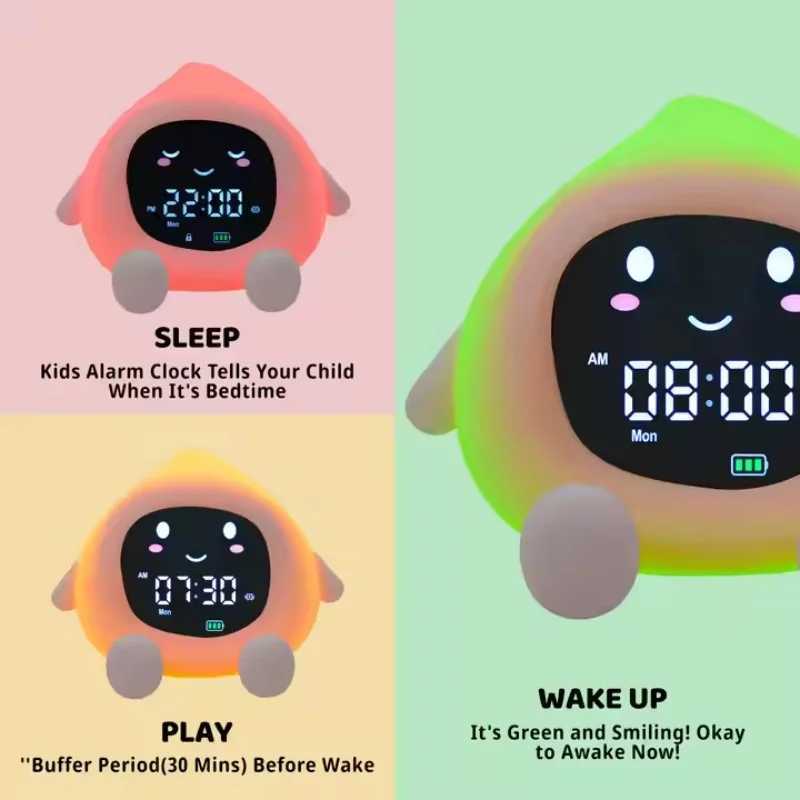 Alarm Clock for Kids 6-IN-1 Fruit-Shape Toddler Sleep Training Clock Cute Touch Night Light for Childrens Bedroom D260318