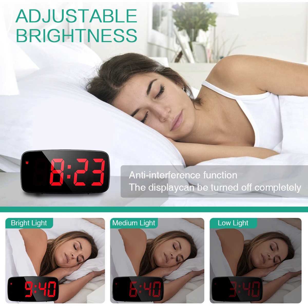 ORIA Alarm Clock Digital LED Clock Voice Control Snooze Time Temperature Display Night Mode Reloj Despertador Desktop Clocks D260318