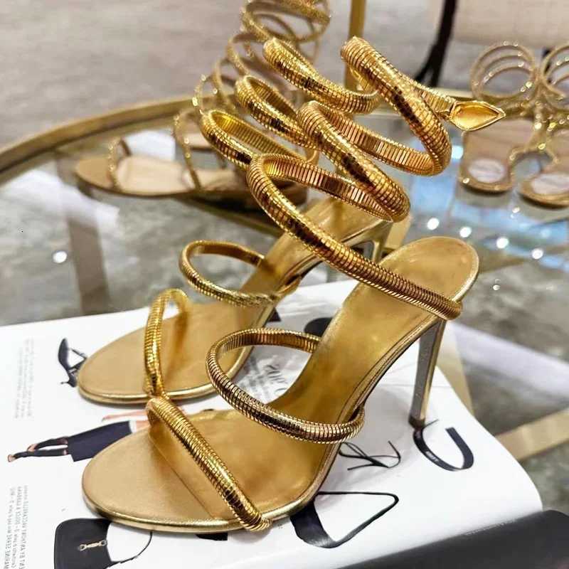 Eilyken Gold Silver Thin High Heels Ankle Strap Women Sandals Sexy Narrow Band Open Toe Stripper Prom Female Shoes W260318