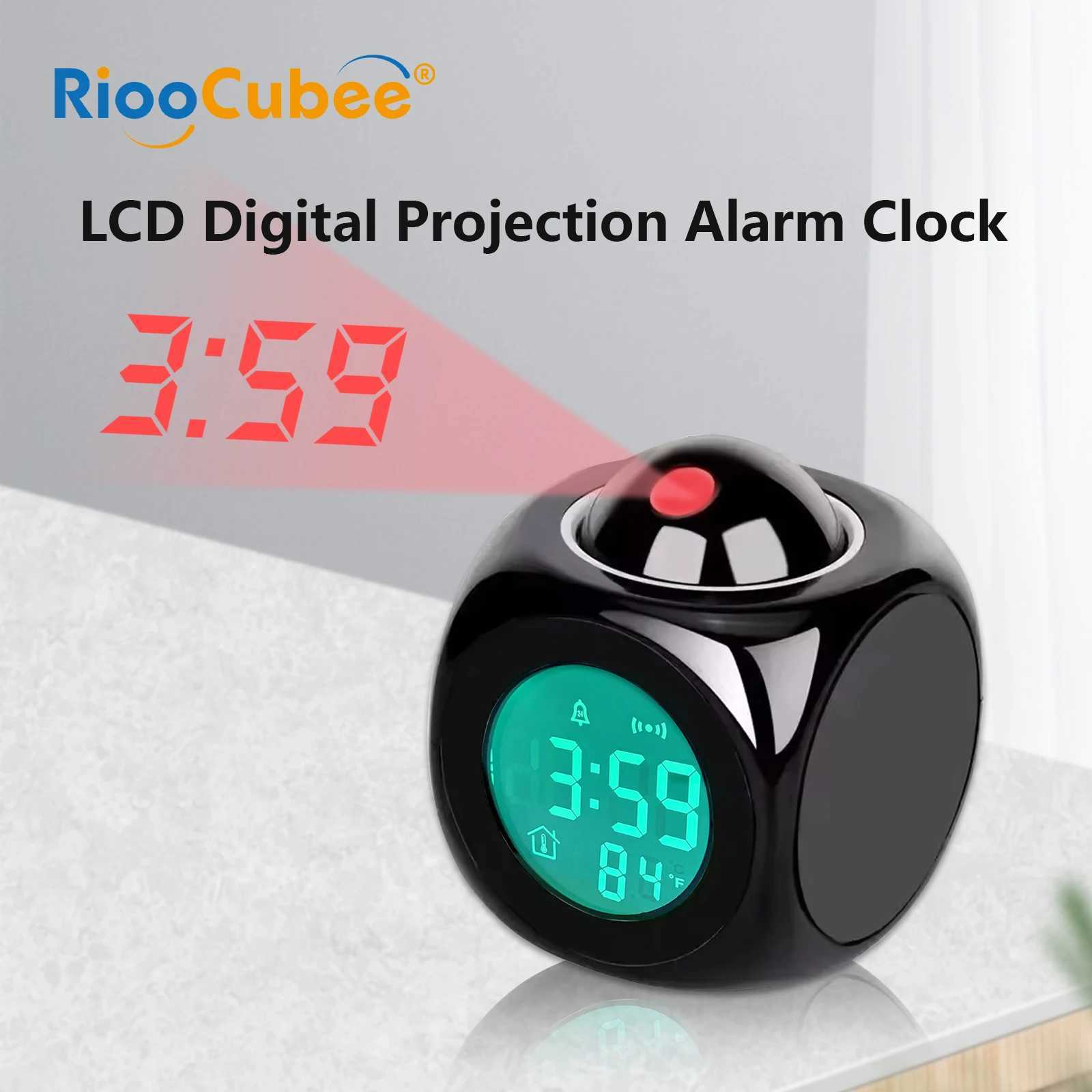 RioCubee Smart LCD Projection Electronic Alarm Clock with English Timed Announcement Xmas Birthday Gift D260318