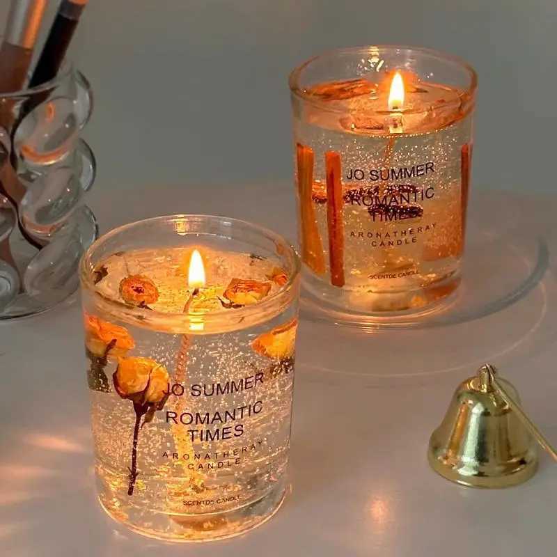 Real Flower Jelly Wax Scented Candle Bedroom Essential Oil Scented DIY Crystal Cup Wax with Hand Gift Fragrance D260318