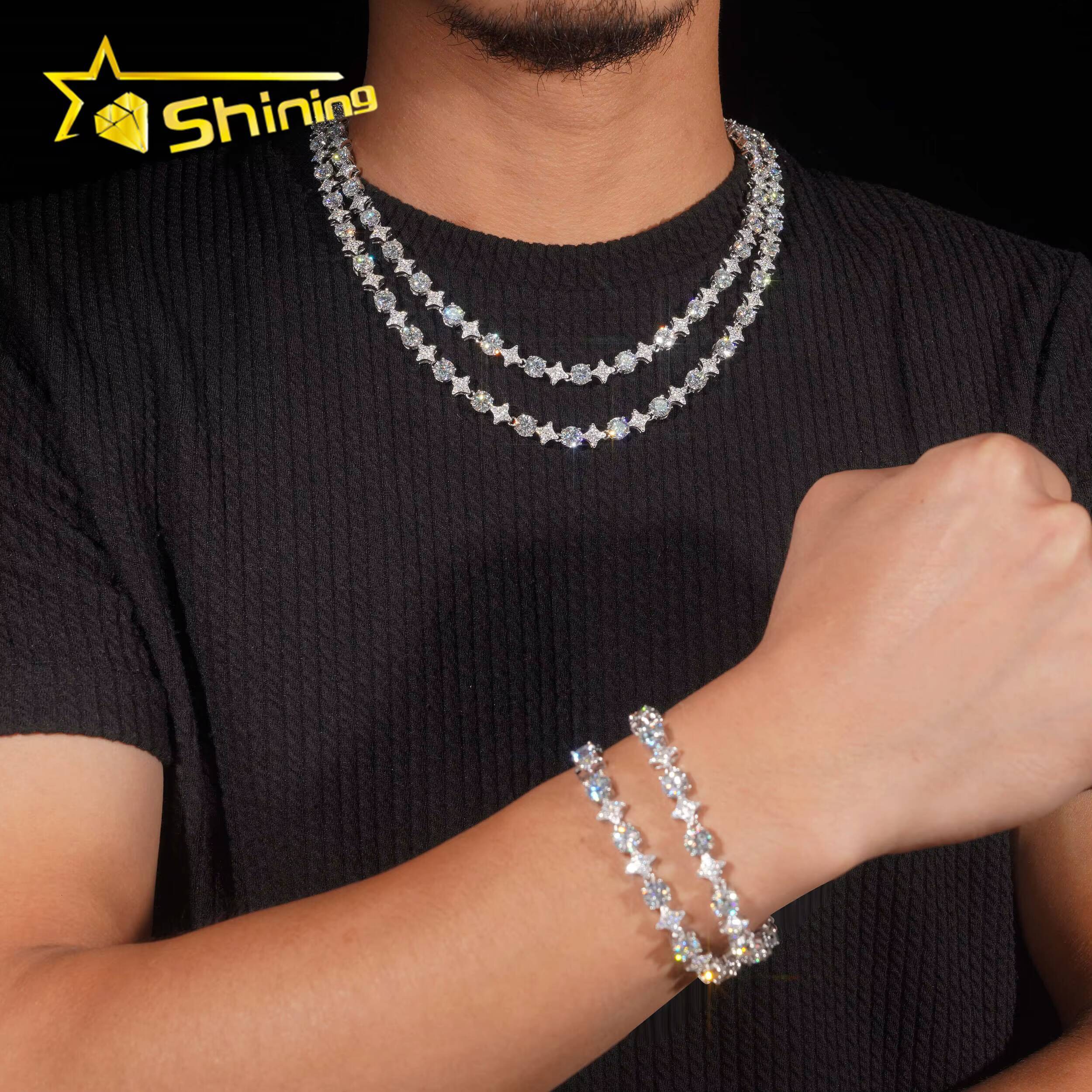New Design Bracelet 925 Sterling Silver Gold Plated VVS Moissanite Pass Diamond Test Sparkling Bracelet