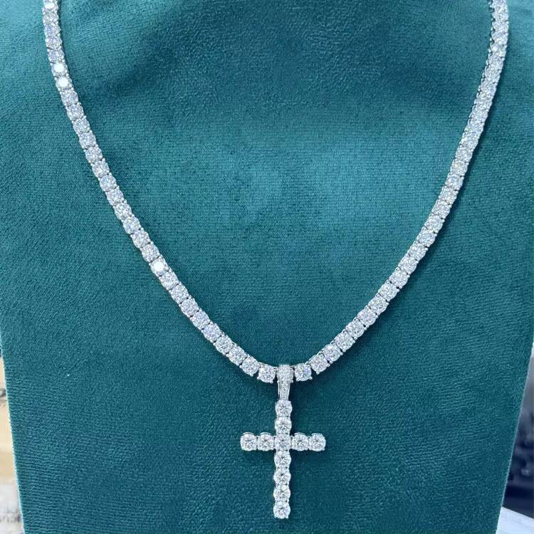 RINNTIN SMON01 925 Silver Gra VVS Moissanite Diamond Tennis Chain 2MM 3MM 4MM 5MM Necklace Bracelet Men Women Hiphop Jewelry
