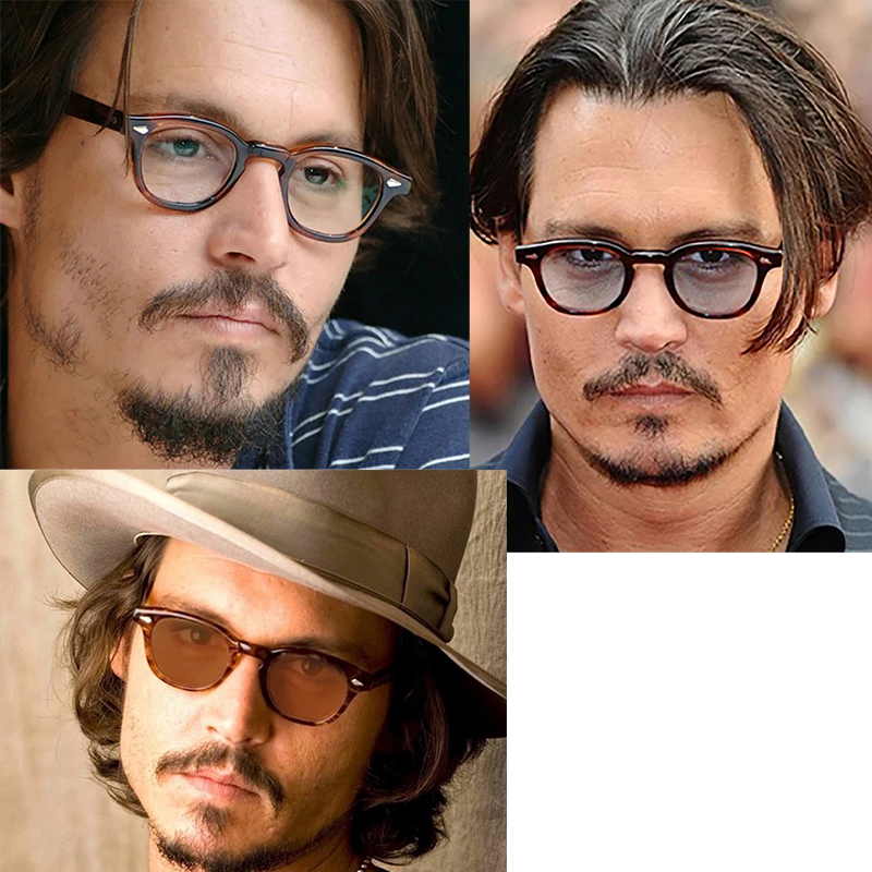 Lemtosh Round Sunglasses Johnny Depp Polarized Pilot Men Vintage for Driving Beach Eye Protection Luxury Brand Design Handmade Acetate IVSTA Fashion A