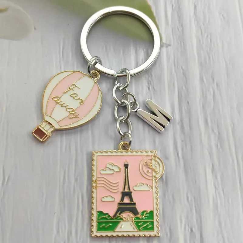 New Fashion Enamel Travel Tower Stamps hot air balloon Metal Keychain Souvenir Gift for Paris Tour H260318