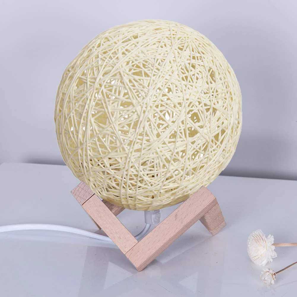 Nordic Wooden Table Lamp USB Projection Projector Night Light Romantic Moon Table Lamp Intelligent Voice for Bedroom Living Room H260318